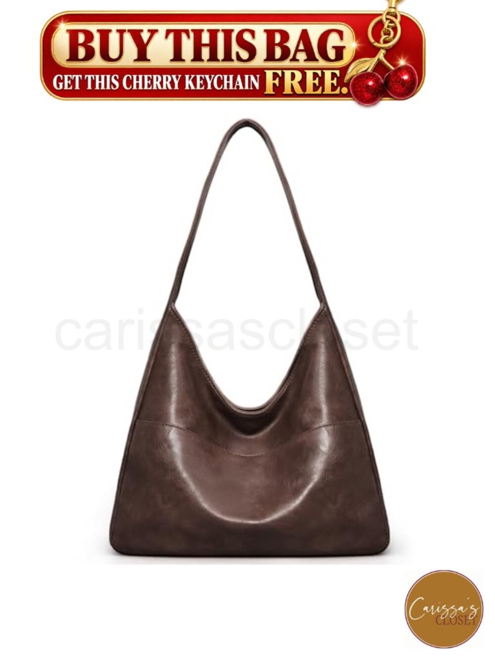✨ Slouchy Hobo Bag Vegan Leather Shoulder Bag Women Everyday Purse